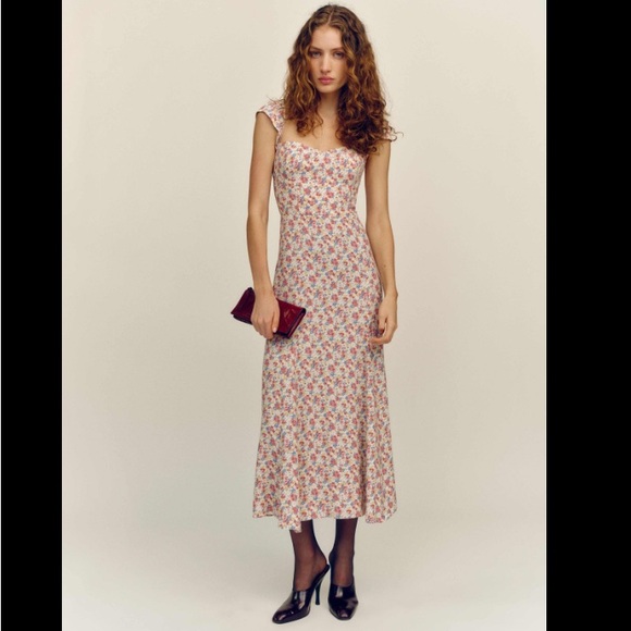 90s Ditsy Floral Garden Party Ruffle Milkmaid Dress - Picture 3 of 15